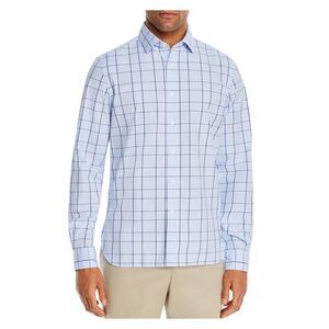 The Mens store Mens Navy Framed Long Sleeve Button Cotton Blend Casual Shirt S